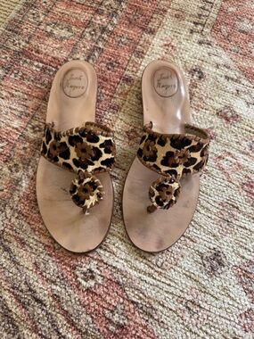 Jack Rogers Calf Hair Leopard Thong Sandal